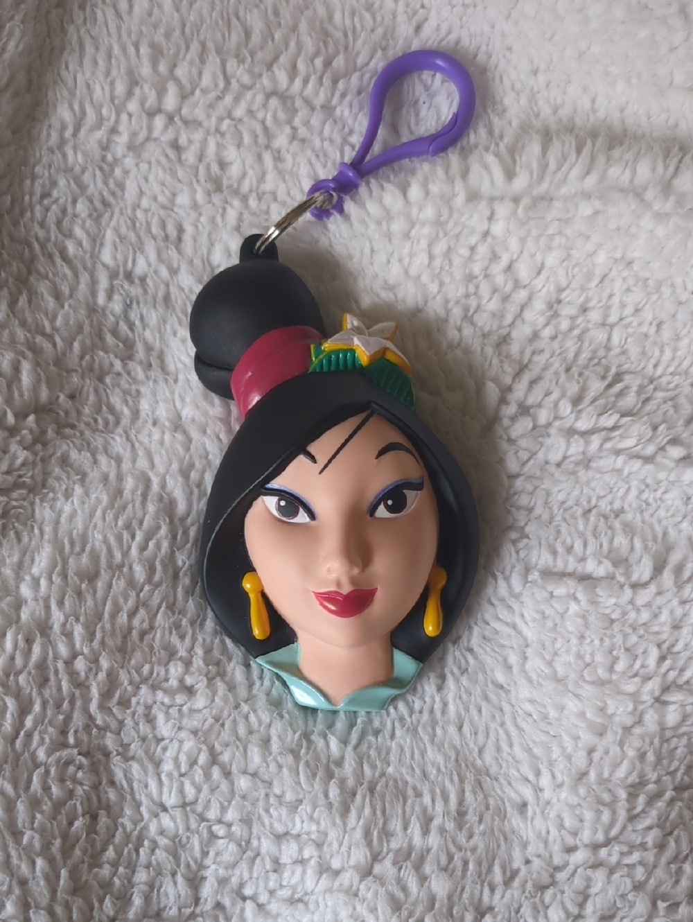 Vtg Disney Mulan Coin Purse Keychain with Purple Clip